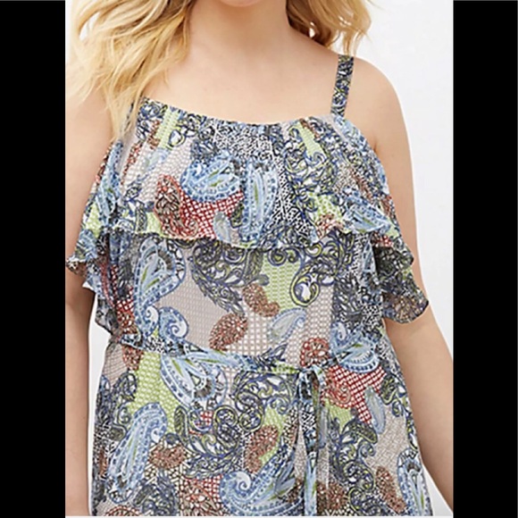 EUC Lane Bryant Paisley Pleated Ruffle Maxi Dress - Picture 6 of 10